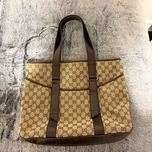 Gucci Tan and Brown Monogram Tote
